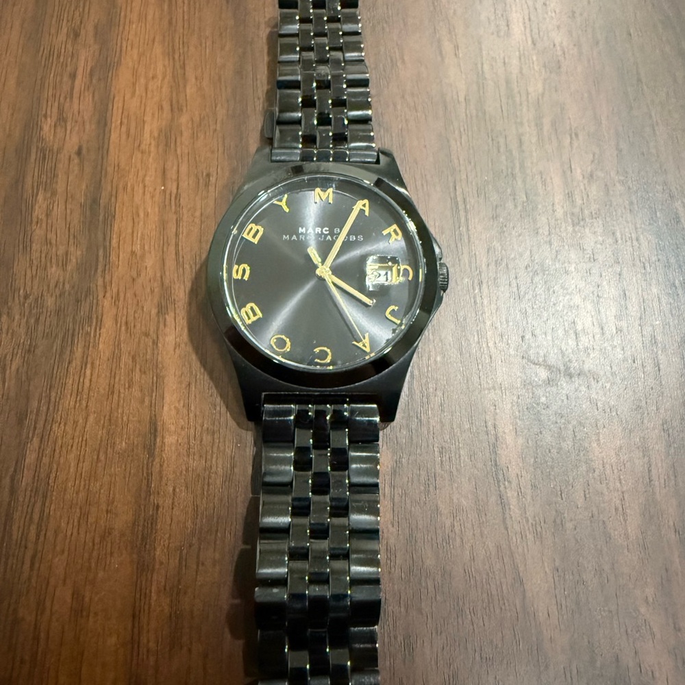 Marc Jacobs Black and Gold Dial Watch